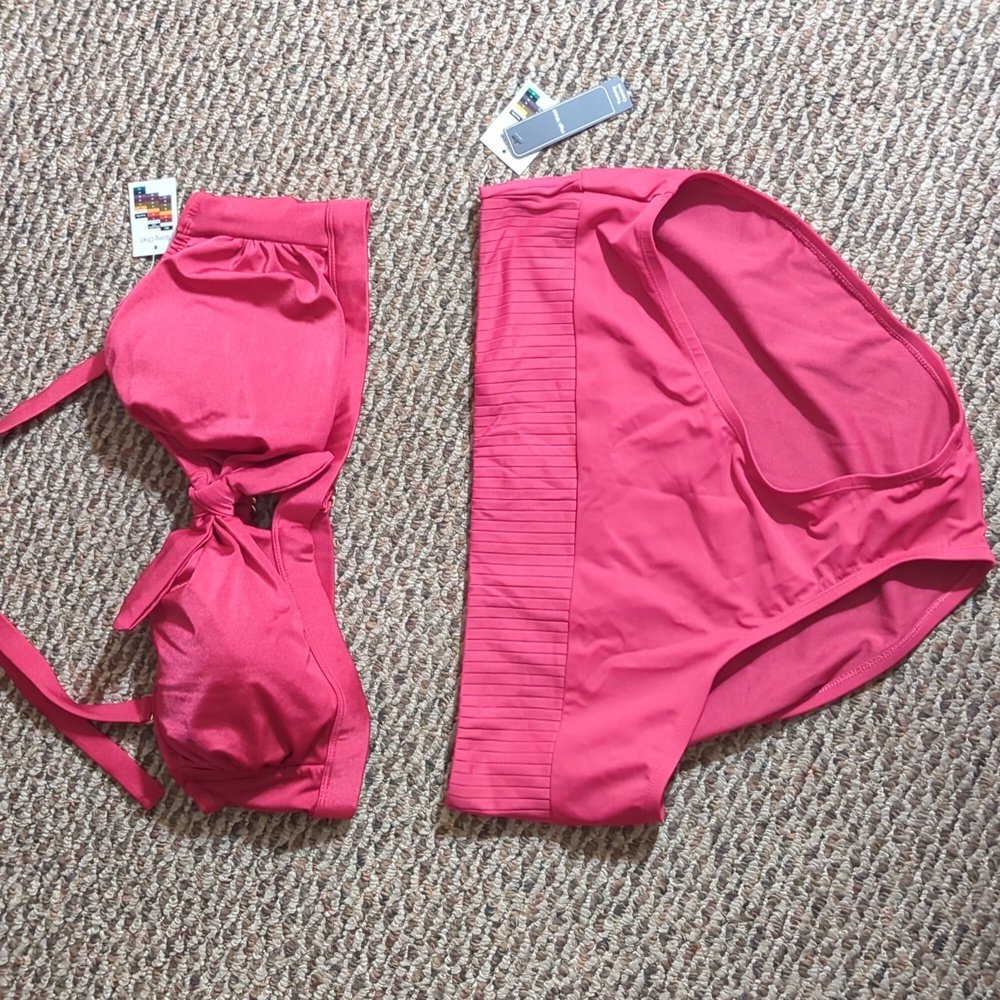 Time and Tru Bright Pink Bandeau Two-Piece Bikini Set
